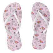 Tropisch roze Memphis Style Pattern Teenslippers (Voetbed)