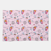 Tropisch roze Memphis Style Pattern Theedoek (Horizontaal)