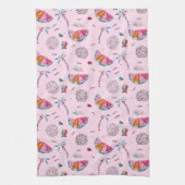 Tropisch roze Memphis Style Pattern Theedoek (Verticaal)