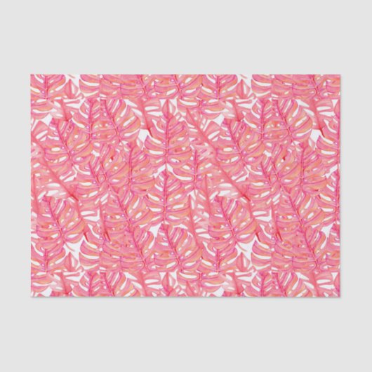 Tropisch roze monstera Plant lekt Tissuepapier (Voorkant)