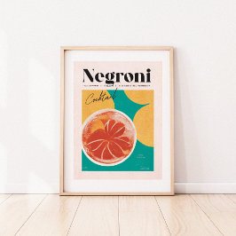Tropisch roze negroni Cocktail Retro Poster