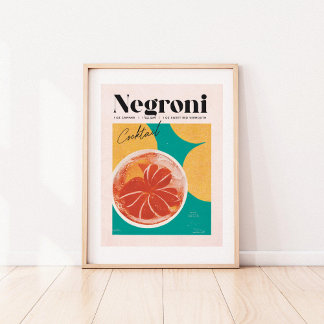 Tropisch roze negroni Cocktail Retro Poster