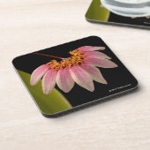 Tropisch roze orchidee bier onderzetter (Linkerzijde)