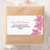 Tropisch roze orchidee bloemenadres etiket (Insitu)