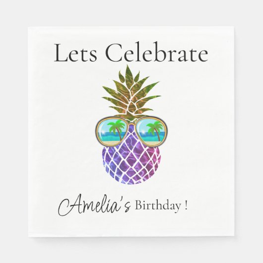 Tropisch roze paarse ananas servet (Voorkant)