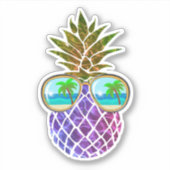 Tropisch roze paarse ananas sticker (Voorkant)