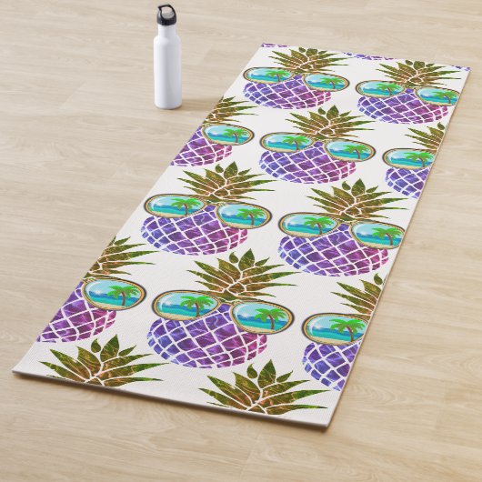 Tropisch roze paarse ananas yogamat (In situ)