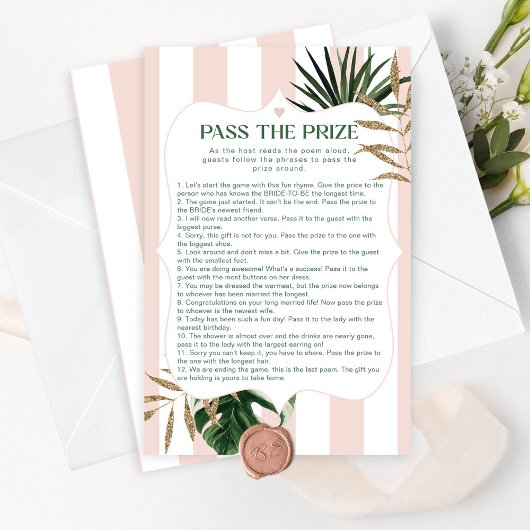 Tropisch roze pas de prijs vrijgezellenfeest spel