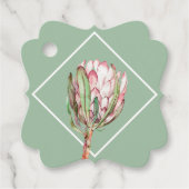 Tropisch roze protea Floral FANCY SQUARE Partij Bedankjes Labels (Voorkant)