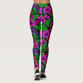 Tropisch roze rode Paarse hibiscus bloem Leggings (Achterkant)