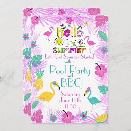 Tropisch roze Turquoise Palms Flamingo Themes Kaart (Voorkant / Achterkant)