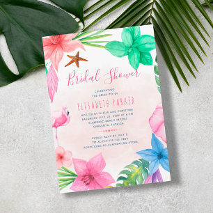 Tropisch roze vrijgezellenfeest van het strand kaart