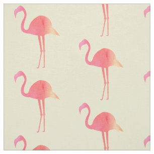 Tropisch Roze Waterverf Flamingo's Patroon Stof