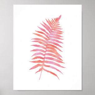 Tropisch roze Waterverf van Fern Leaf Poster