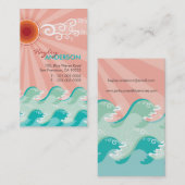 Tropisch roze zon Aqua Waves Summer Beach Ocean Visitekaartje (Voorkant / Achterkant)