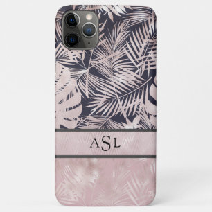 Tropisch roze zwart monogram metallisch beeld iPhone 11 pro max hoesje