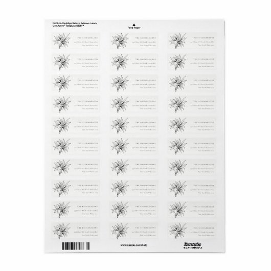Tropisch Rustic Palms Black White Sketch Adres Etiket (Full Sheet)
