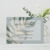 Tropisch Rustieke Waterverf Split Leaf Save The Da Save The Date (Staand voorkant)