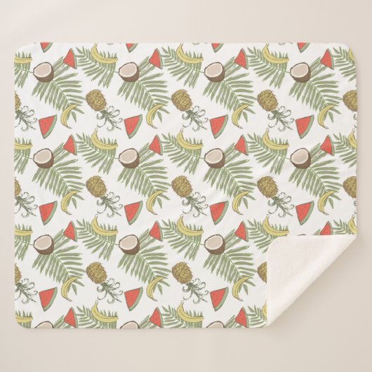 Tropisch schetsenpatroon sherpa deken (Voorkant (horizontaal))