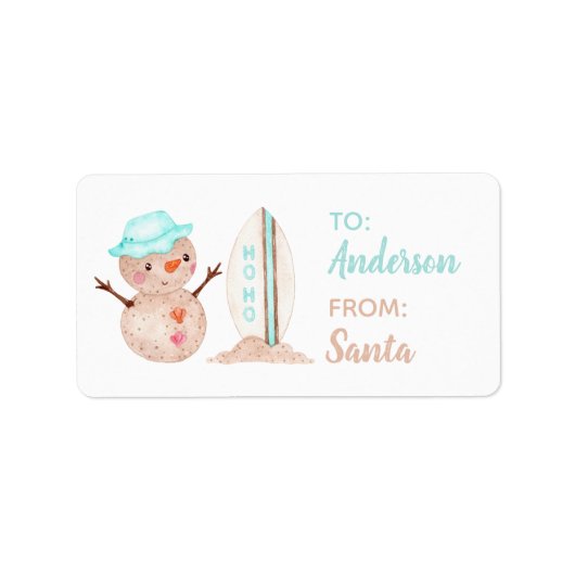 Tropisch Snowman Gift Label Sticker (Voorkant)