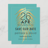 Tropisch sparen de Datum Caraïbisch Blauw Save The Date (Voorkant / Achterkant)