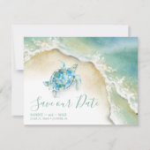 Tropisch sparen de Datum met de Schildpad van het  Save The Date (Voorkant)