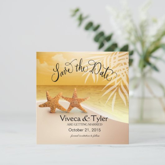 Tropisch staartwaar sparen de Datum | goud Save The Date (Staand voorkant)