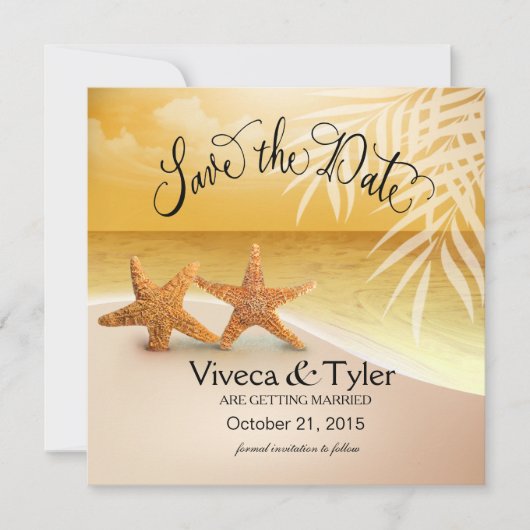 Tropisch staartwaar sparen de Datum | goud Save The Date (Voorkant)