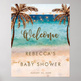tropisch strand baby shower welkom poster