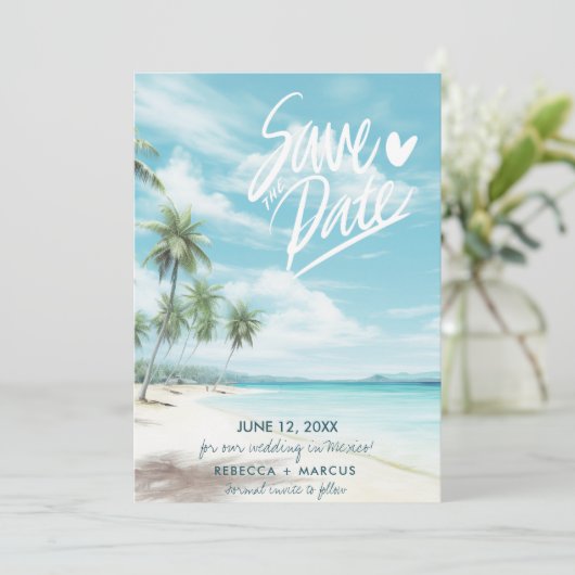 Tropisch strand Beach Photo Weddenschap Save the D Kaart