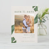 Tropisch strand Beach Photo Weddenschap Save the D Save The Date (Staand voorkant)