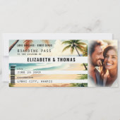 Tropisch strand Bestemming Boarding Pass Bruiloft Kaart (Voorkant)