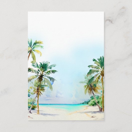 Tropisch strand Bestemming Bruiloft Receptie Informatiekaartje (Achterkant)