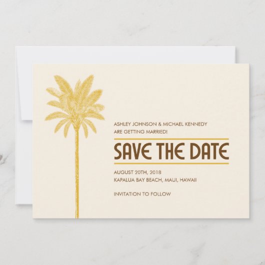 Tropisch strand bewaar de datumkaarten save the date (Voorkant)
