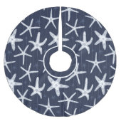 Tropisch strand Blauw en wit gevlekt Kerstboom Rok (Voorkant)