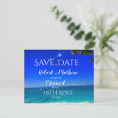 Tropisch strand Blauw opslaan Datum Save The Date (Staand voorkant)