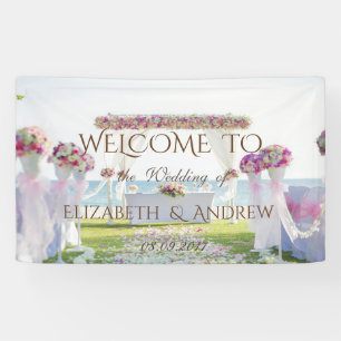 Tropisch strand, bloemen, Ocean Wedding Banner