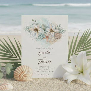 Tropisch strand boho bloem bruiloft kaart