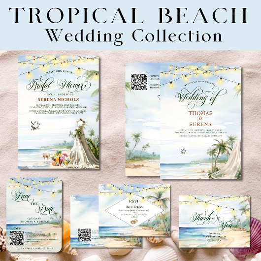 Tropisch strand bruids bruiloft douche hen feest kaart