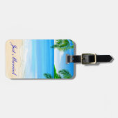 Tropisch strand bruiloft gewoon getrouwd bagagelabel (Voorkant horizontaal)