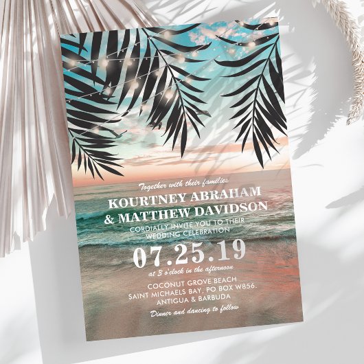 Tropisch strand bruiloft | Koord van lichten Kaart