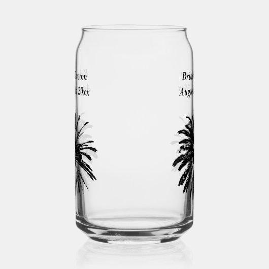 Tropisch strand bruiloft palmboom silhouet op maat blikvorm glas (Rechts)