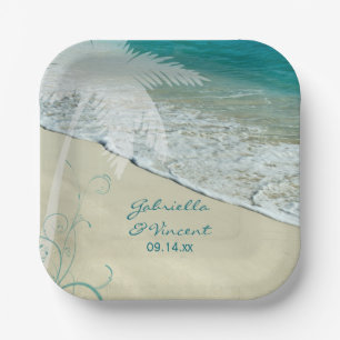 Tropisch strand bruiloft papieren bordje