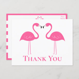 Tropisch strand bruiloft roze flamingo Dank u Briefkaart