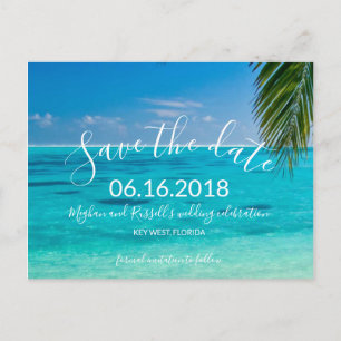 Tropisch strand bruiloft sparen de Briefkaarten va