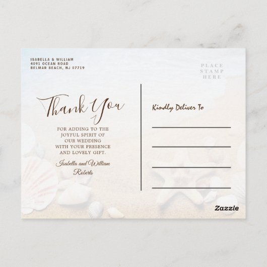 Tropisch strand bruiloft Starfish Bedankt Briefkaart (Achterkant)