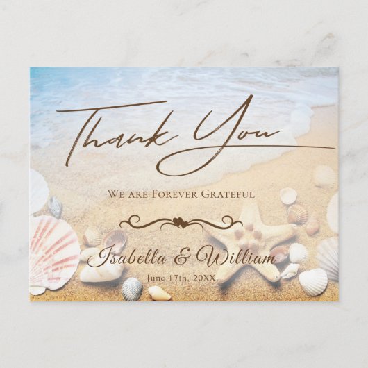 Tropisch strand bruiloft Starfish Bedankt Briefkaart (Voorkant)