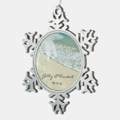 Tropisch strand bruiloft tin sneeuwvlok ornament (Rechts)