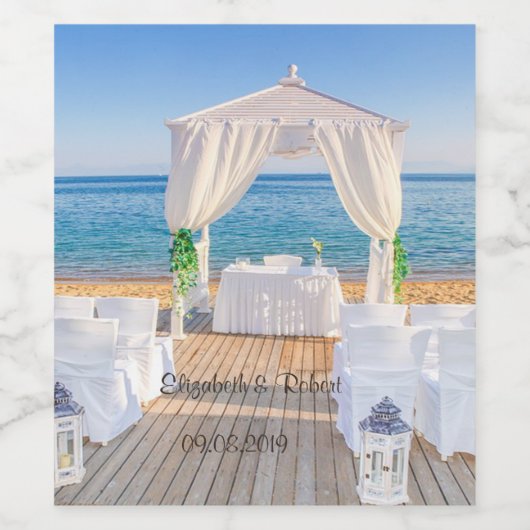 Tropisch strand bruiloft wijn etiket (Enkel label)