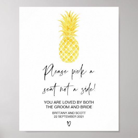 Tropisch strand bruiloft zitplaats bord poster (Voorkant)